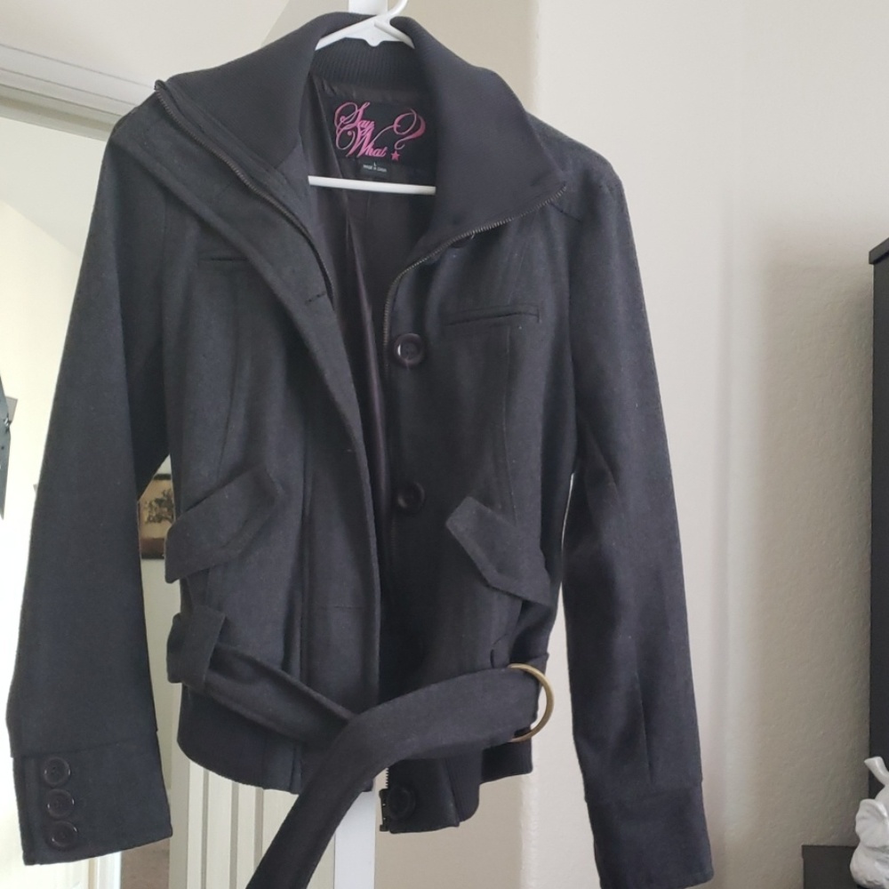 Grey tweed look light coat